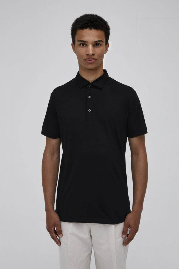 Merino Polo Korte mouwen | Zwart