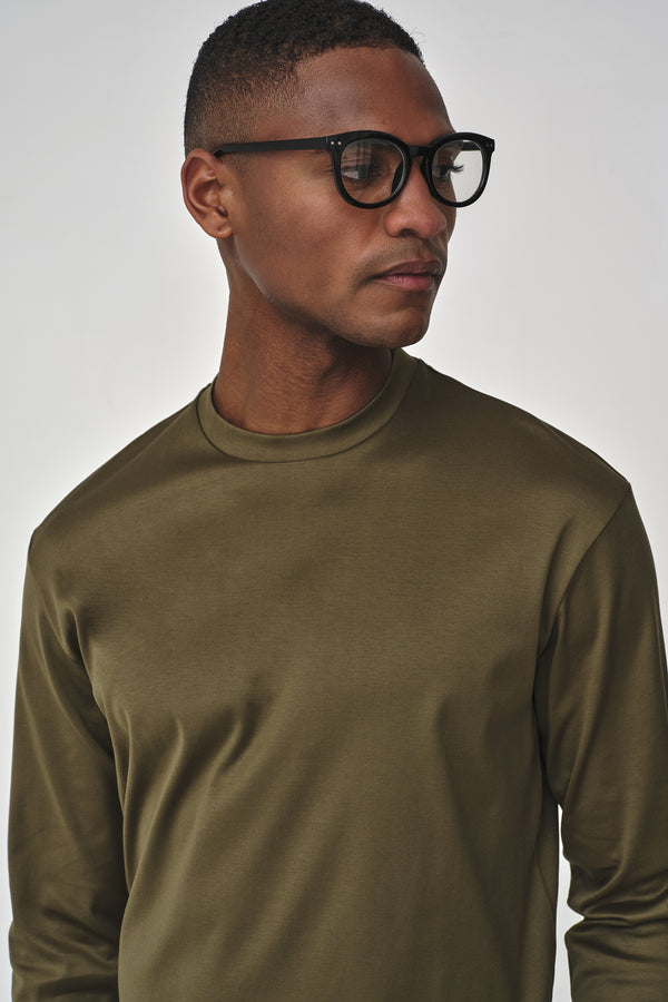 Interlock Supima T-Shirt Manica Lunga | Verde Militare