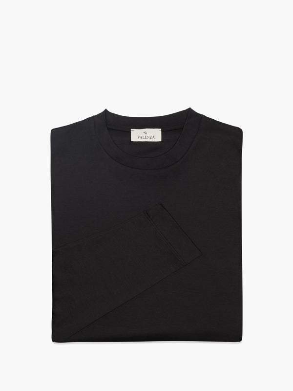 T-Shirt Interlock Supima Manche Longue | Noir