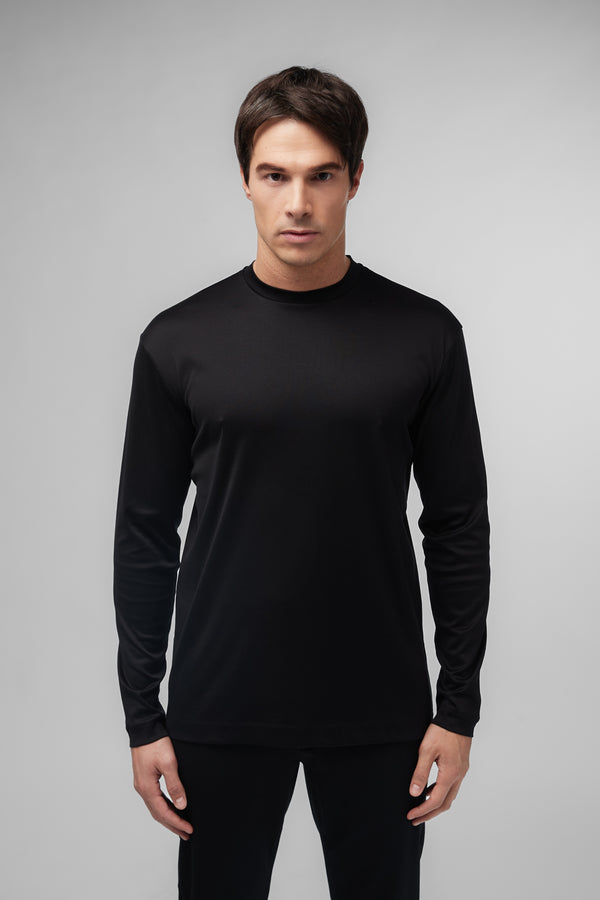 T-Shirt Interlock Supima Manche Longue | Noir