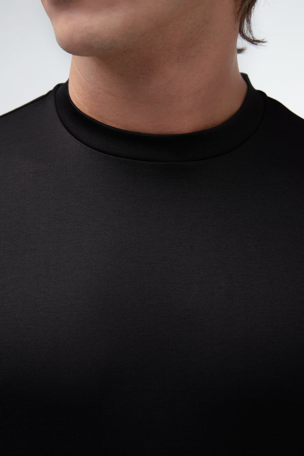 Interlock Supima T-Shirt Lange Ärmel | Schwarz