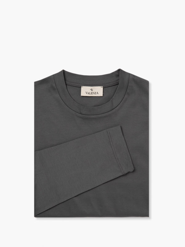 Interlock Supima T-Shirt Manica lunga | Grigio Scuro