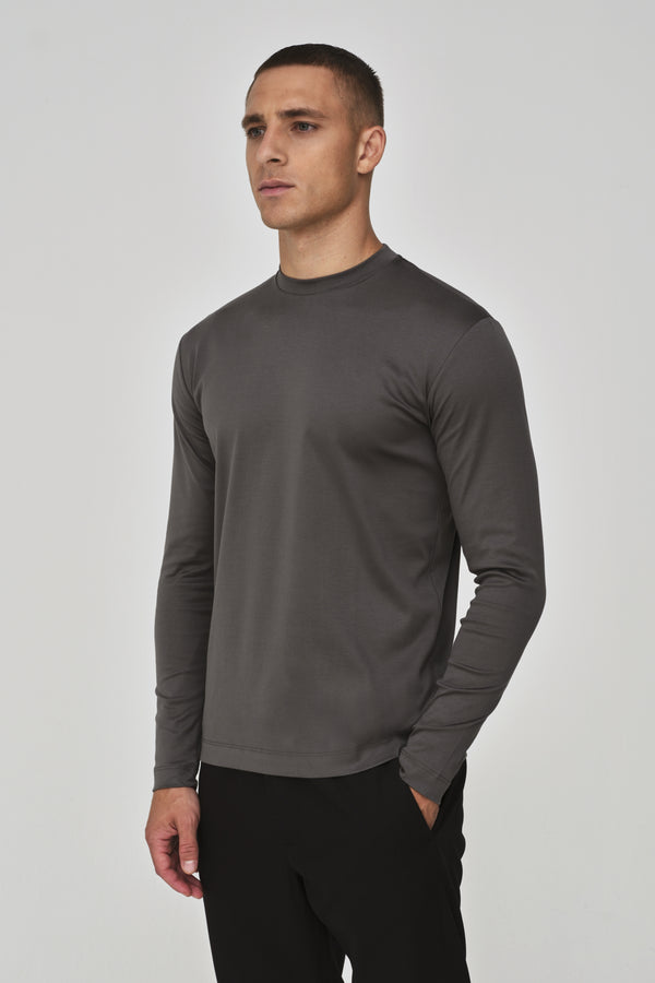 Interlock Supima T-Shirt Manica lunga | Grigio Scuro