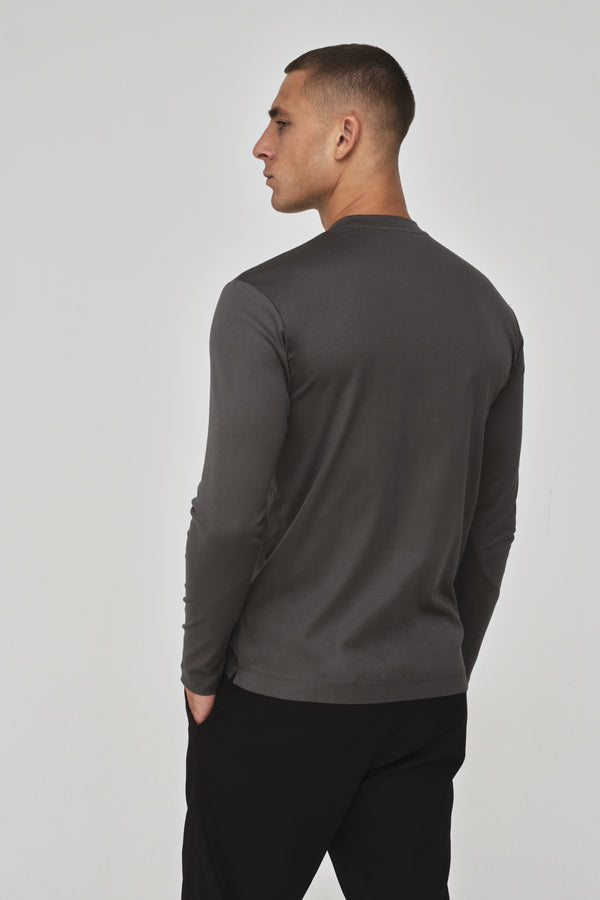 Interlock Supima T-Shirt Manica lunga | Grigio Scuro