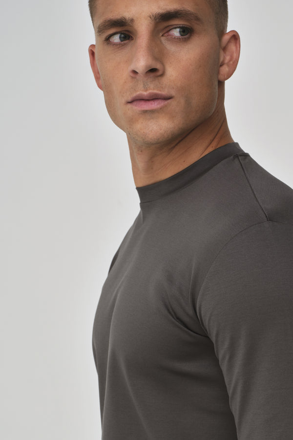 Interlock Supima T-Shirt Manica lunga | Grigio Scuro