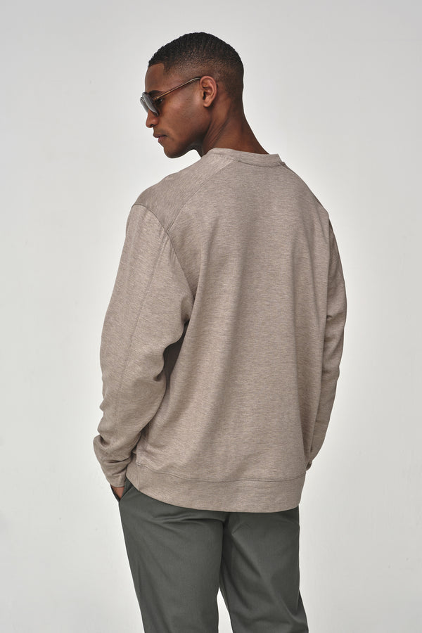 Silk Blend Crew Neck Sweater | Light Beige