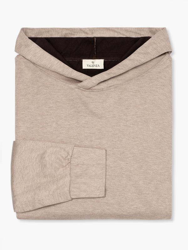 Silk Blend Hooded Sweater | Light Beige