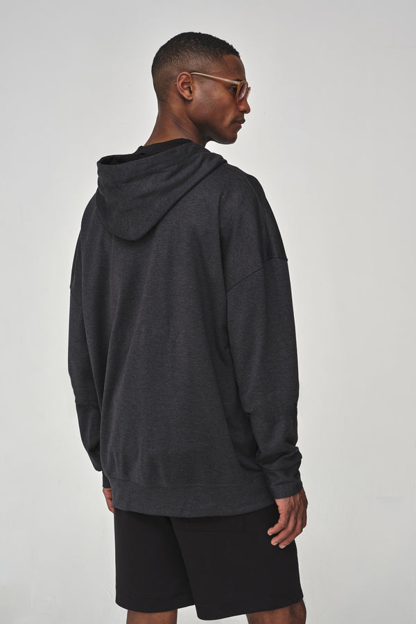 Pullover Oversize mit Kapuze aus Seidenmischung | Grau