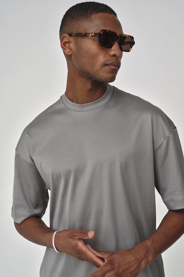 T-Shirt Oversize Interlock Supima | Gris