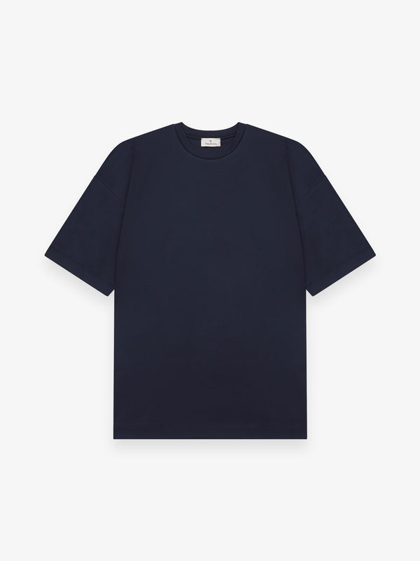 Interlock Supima Oversize T-Shirt | Marineblau